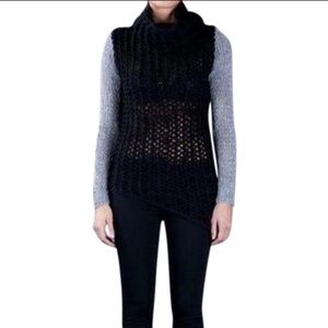 Helmut Lang Large Knit Black Turtle-neck / Hood Neck Gray Sweater P